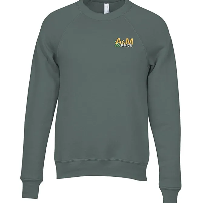 Bella+Canvas Solid Sponge Fleece Raglan Crewneck - Embroidered