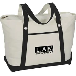 Canvas 12-oz Sailing Zip Top Tote - 14 inches x 23 inches - 24 hr