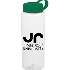Clear Impact Guzzler Sport Bottle with Tethered Lid - 32 oz