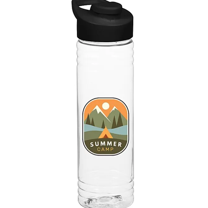 Clear Impact Halcyon Water Bottle with Flip Carry Lid - 24 oz - Full Color