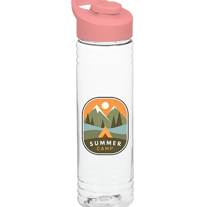 Clear Impact Halcyon Water Bottle with Flip Carry Lid - 24 oz - Full Color