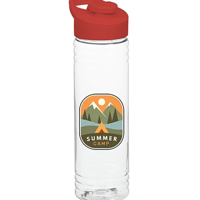 Clear Impact Halcyon Water Bottle with Flip Carry Lid - 24 oz - Full Color
