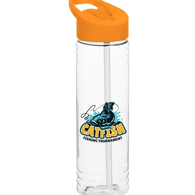 Clear Impact Halcyon Water Bottle with Flip Straw Lid - 24 oz - Full Color