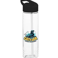 Clear Impact Halcyon Water Bottle with Flip Straw Lid - 24 oz - Full Color