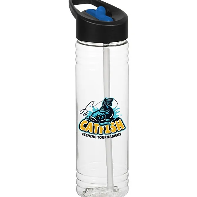 Clear Impact Halcyon Water Bottle with Two-Tone Flip Straw Lid - 24 oz - Full Color