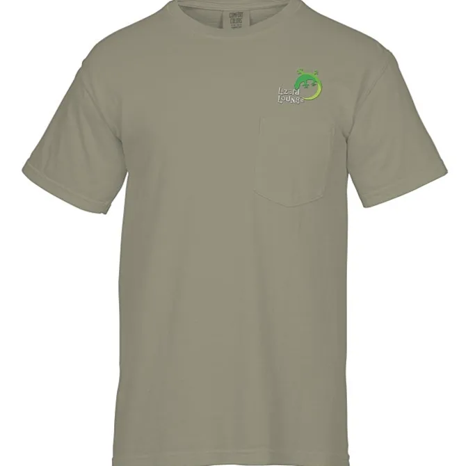 Comfort Colors Garment-Dyed 6.1-oz Pocket T-Shirt - Embroidered