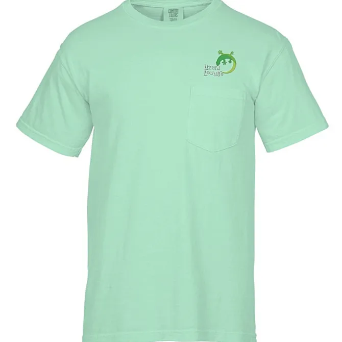 Comfort Colors Garment-Dyed 6.1-oz Pocket T-Shirt - Embroidered