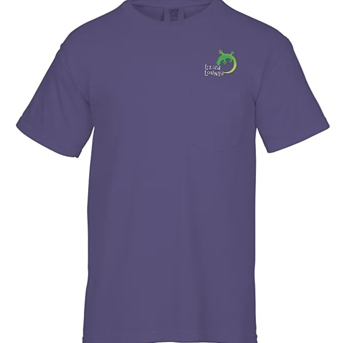Comfort Colors Garment-Dyed 6.1-oz Pocket T-Shirt - Embroidered