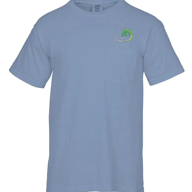Comfort Colors Garment-Dyed 6.1-oz Pocket T-Shirt - Embroidered