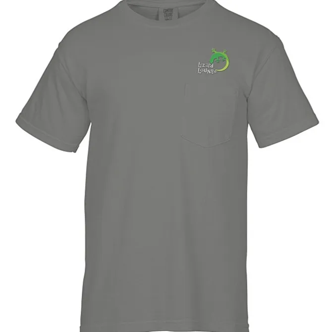 Comfort Colors Garment-Dyed 6.1-oz Pocket T-Shirt - Embroidered