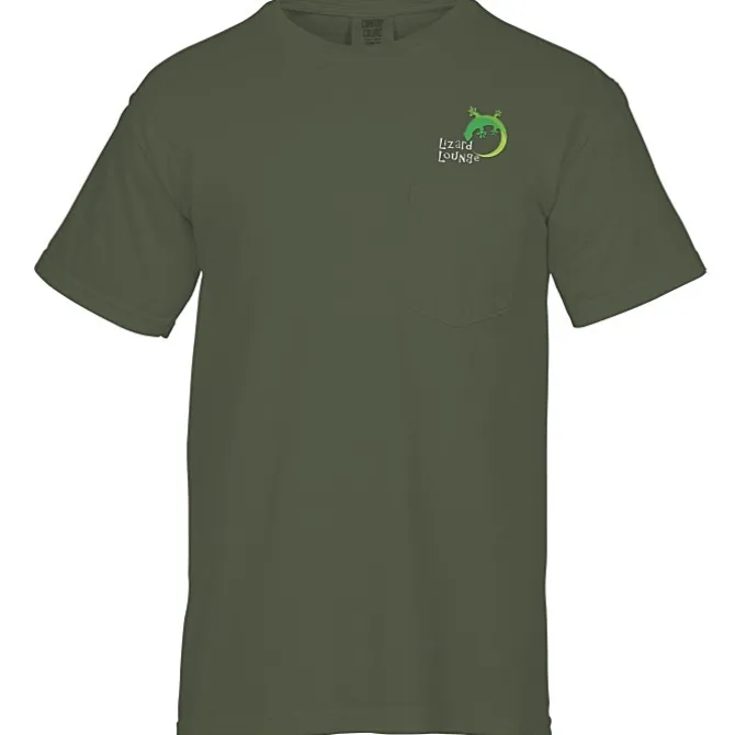 Comfort Colors Garment-Dyed 6.1-oz Pocket T-Shirt - Embroidered