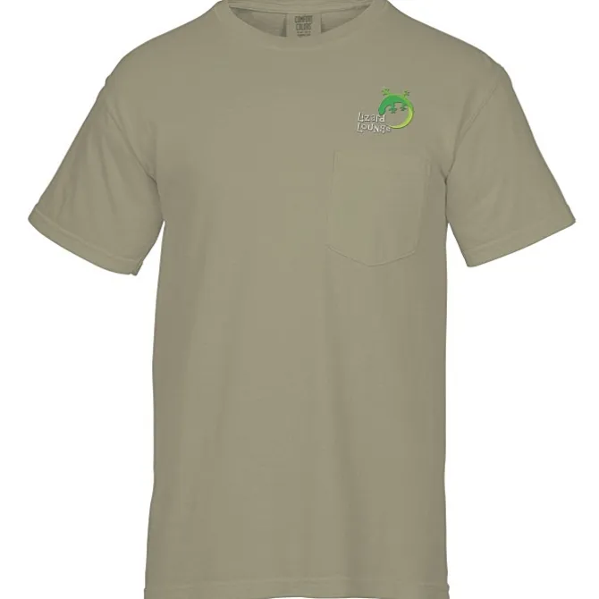 Comfort Colors Garment-Dyed 6.1-oz Pocket T-Shirt - Embroidered