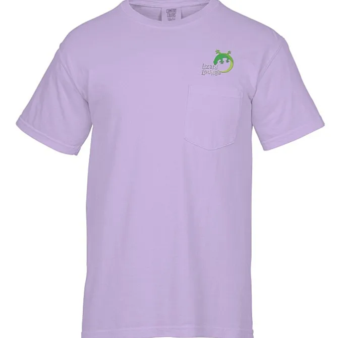 Comfort Colors Garment-Dyed 6.1-oz Pocket T-Shirt - Embroidered