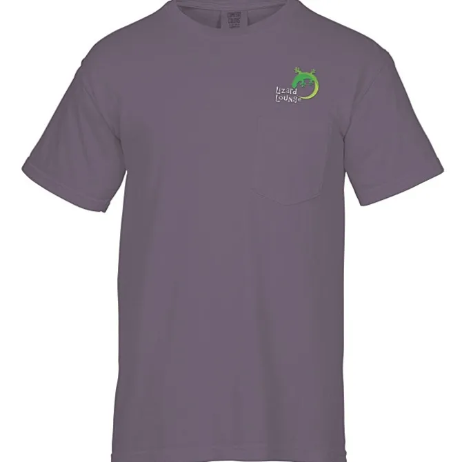 Comfort Colors Garment-Dyed 6.1-oz Pocket T-Shirt - Embroidered