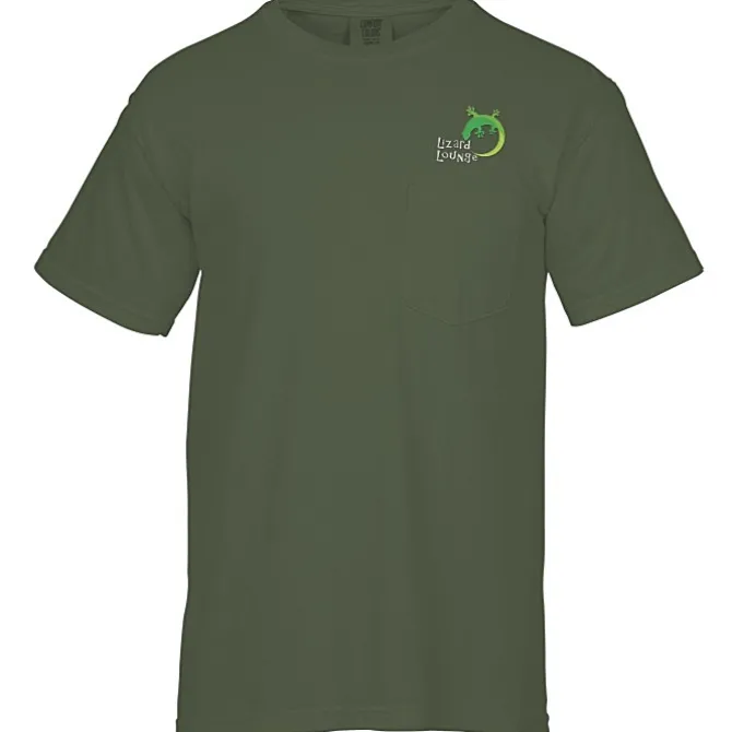 Comfort Colors Garment-Dyed 6.1-oz Pocket T-Shirt - Embroidered