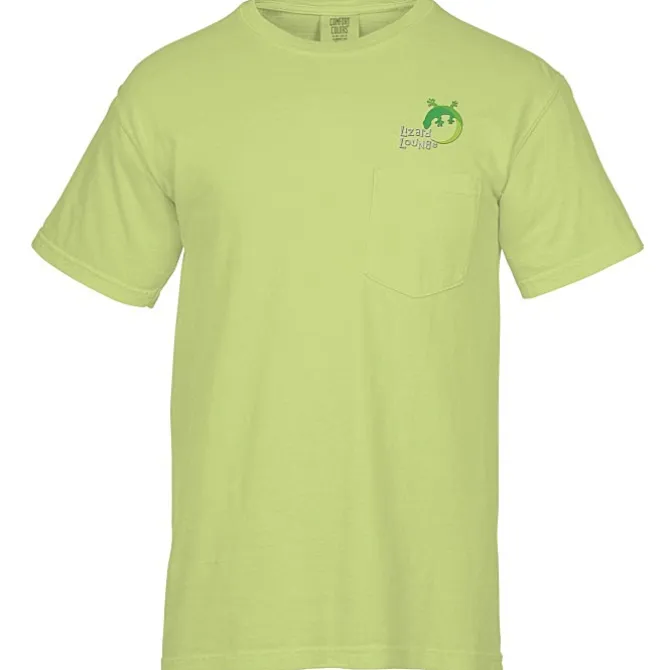 Comfort Colors Garment-Dyed 6.1-oz Pocket T-Shirt - Embroidered