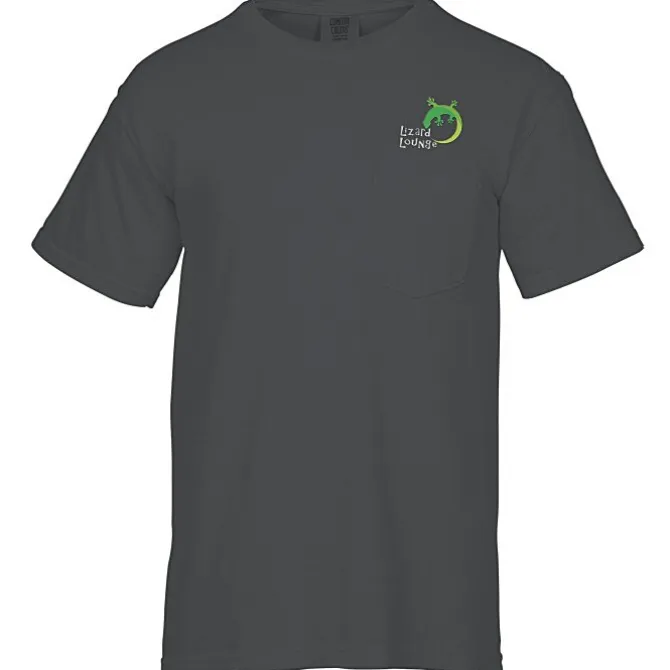 Comfort Colors Garment-Dyed 6.1-oz Pocket T-Shirt - Embroidered