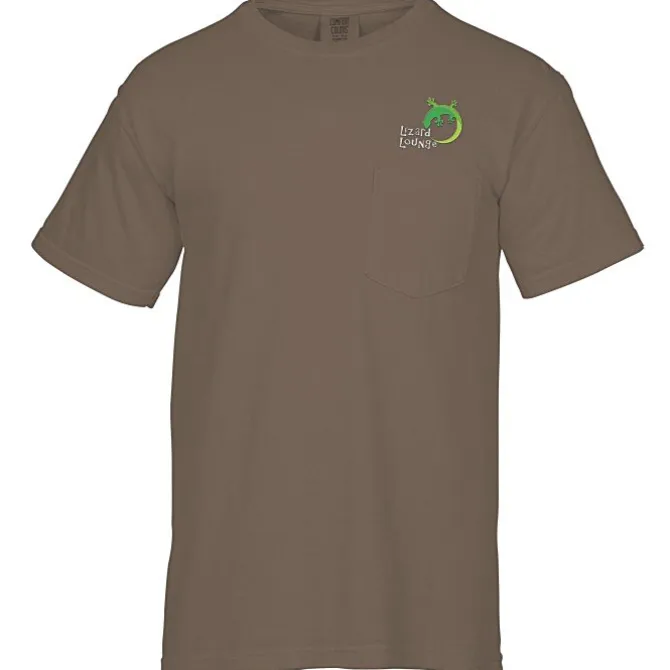 Comfort Colors Garment-Dyed 6.1-oz Pocket T-Shirt - Embroidered