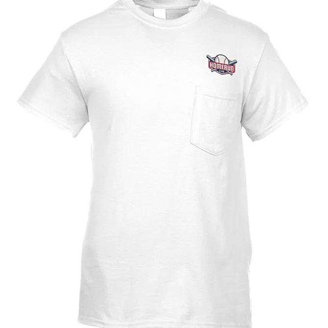 Gildan 5.3-oz Cotton T-Shirt with Pocket - Men's - Embroidered