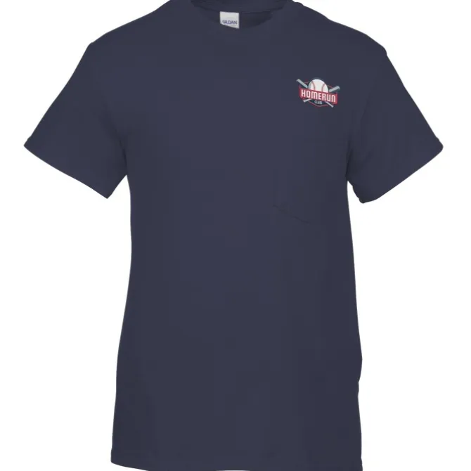 Gildan 5.3-oz Cotton T-Shirt with Pocket - Men's - Embroidered