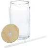 Glass Can with Straw - 17 oz