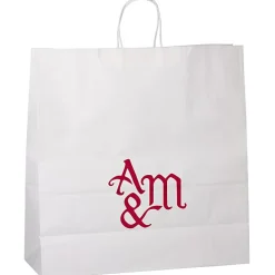 Kraft Paper White Shopping Bag - 18 3/4 inches x 18 inches