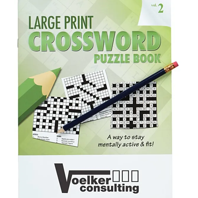 Large Print Crossword Puzzle Book & Pencil - Volume 2