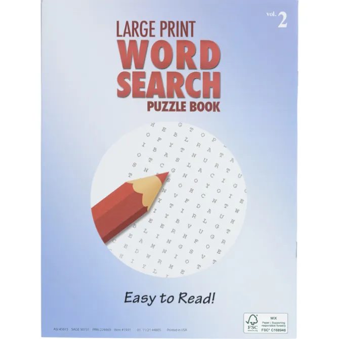 Large Print Word Search Puzzle Book & Pencil- Volume 2