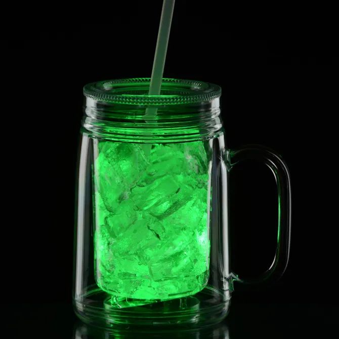 Light-Up Mason Jar with Straw - 18 oz.