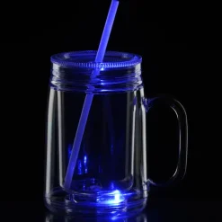 Light-Up Mason Jar with Straw - 18 oz.