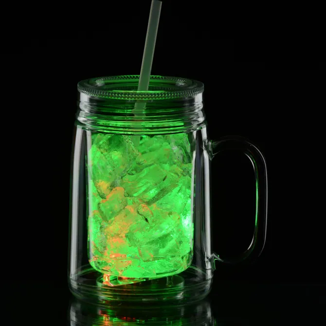 Light-Up Mason Jar with Straw - 18 oz.