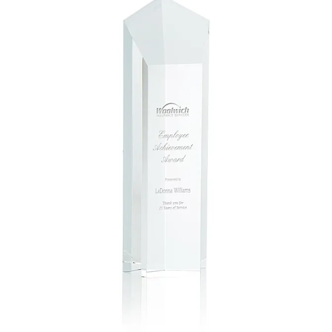 Pentagon Crystal Tower Award - 10 inches