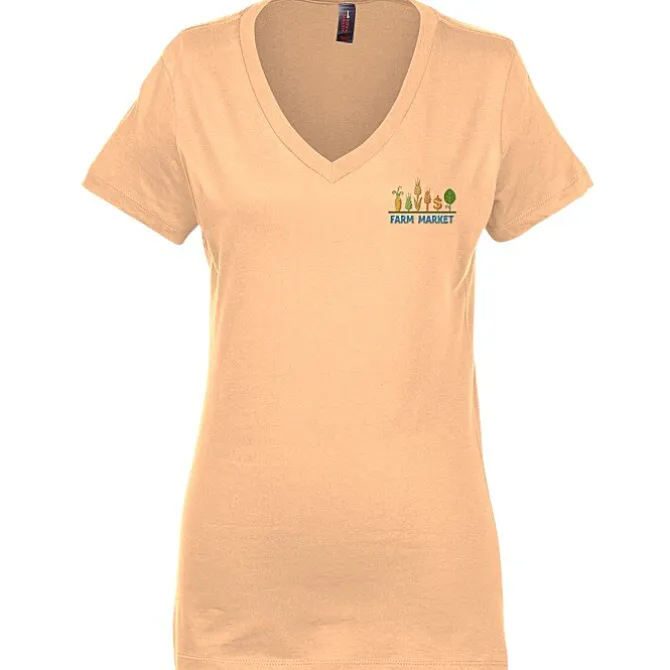 Perfect Weight V-Neck Tee - Ladies' - Embroidered