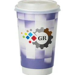 Shady Checkers Full Color Insulated Paper Cup with Lid - 16 oz.