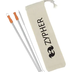Stainless Straw Set in Cotton Pouch - 2 Pack - 24 hr