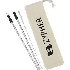 Stainless Straw Set in Cotton Pouch - 2 Pack - 24 hr