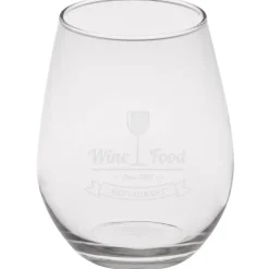 Stemless White Wine Glass - 12 oz - Deep Etch