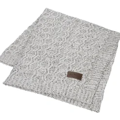 Vanilla Heather Cable Knit Chenille Throw - 24 hr