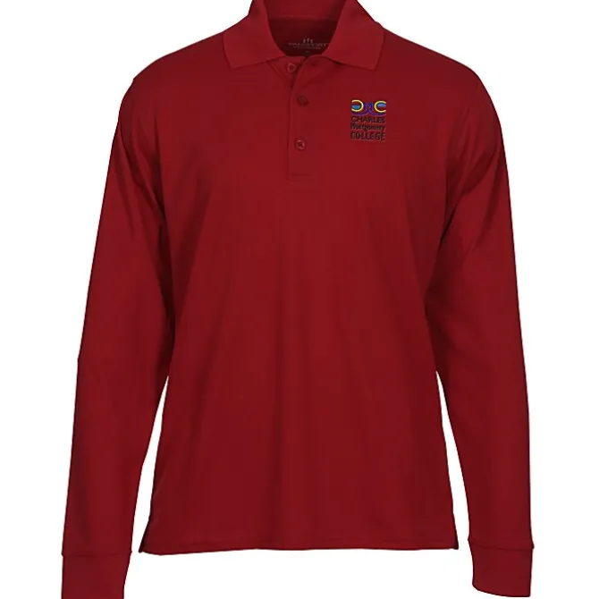 Vansport Omega Solid Mesh LS Tech Polo - Men's
