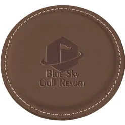 Vintage Round Bonded Leather Coaster