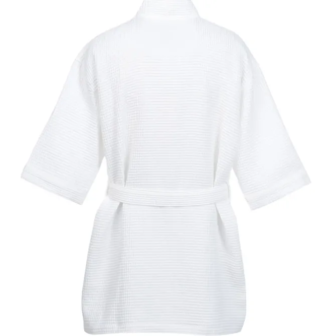 Waffle Weave Thigh Length Robe - White